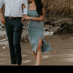 Midi dusty blue dress